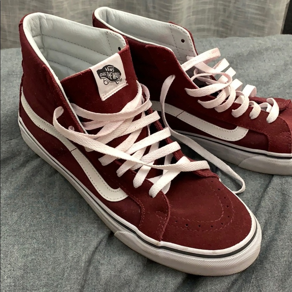 Vans old skool, high top, burgundy, like new
